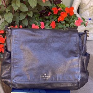 kate spade black leather shoulder handbag